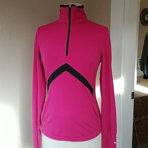 Pink Nike Dri-Fit half zip sweatshirt